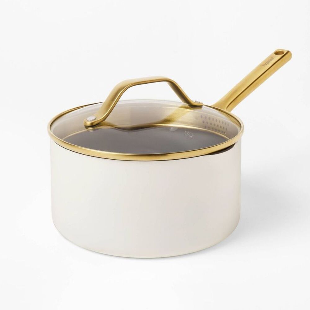 Figmint - 3qt Nonstick Ceramic Coated Aluminum Sauce Pan wit Cream